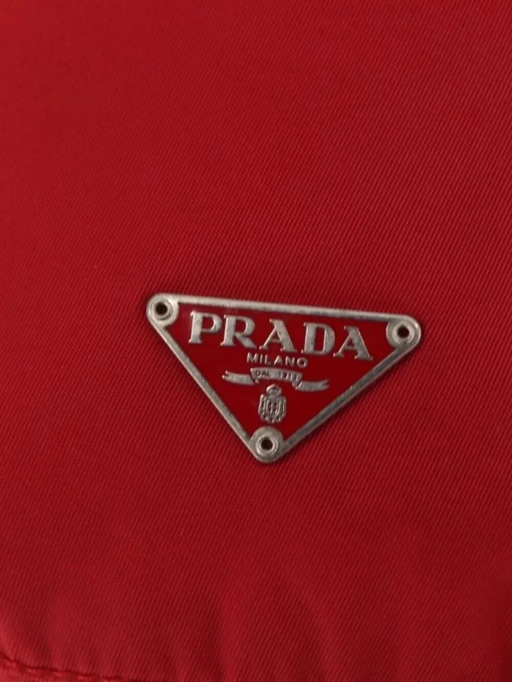 PRADA Drawstring Pouch Nylon Red Auth ka2042